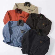 三标齐全J97美式机车休闲夹克痞帅翻领男士帆布工装复古外套棉