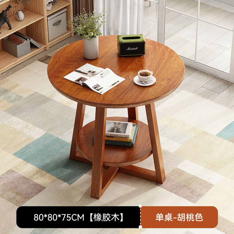 Mesa redonda de madera sólida, mesa de recepción para reuniones comerciales, mesa de comedor casera simple, mesa de comedor y silla de café y té.