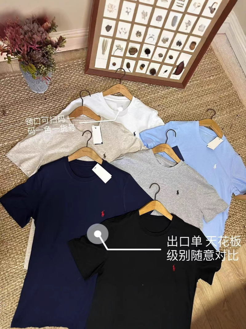 高品質スキャン可能なRLラフ夏の新しい丸首半袖tシャツ男性上着半袖tシャツカジュアル