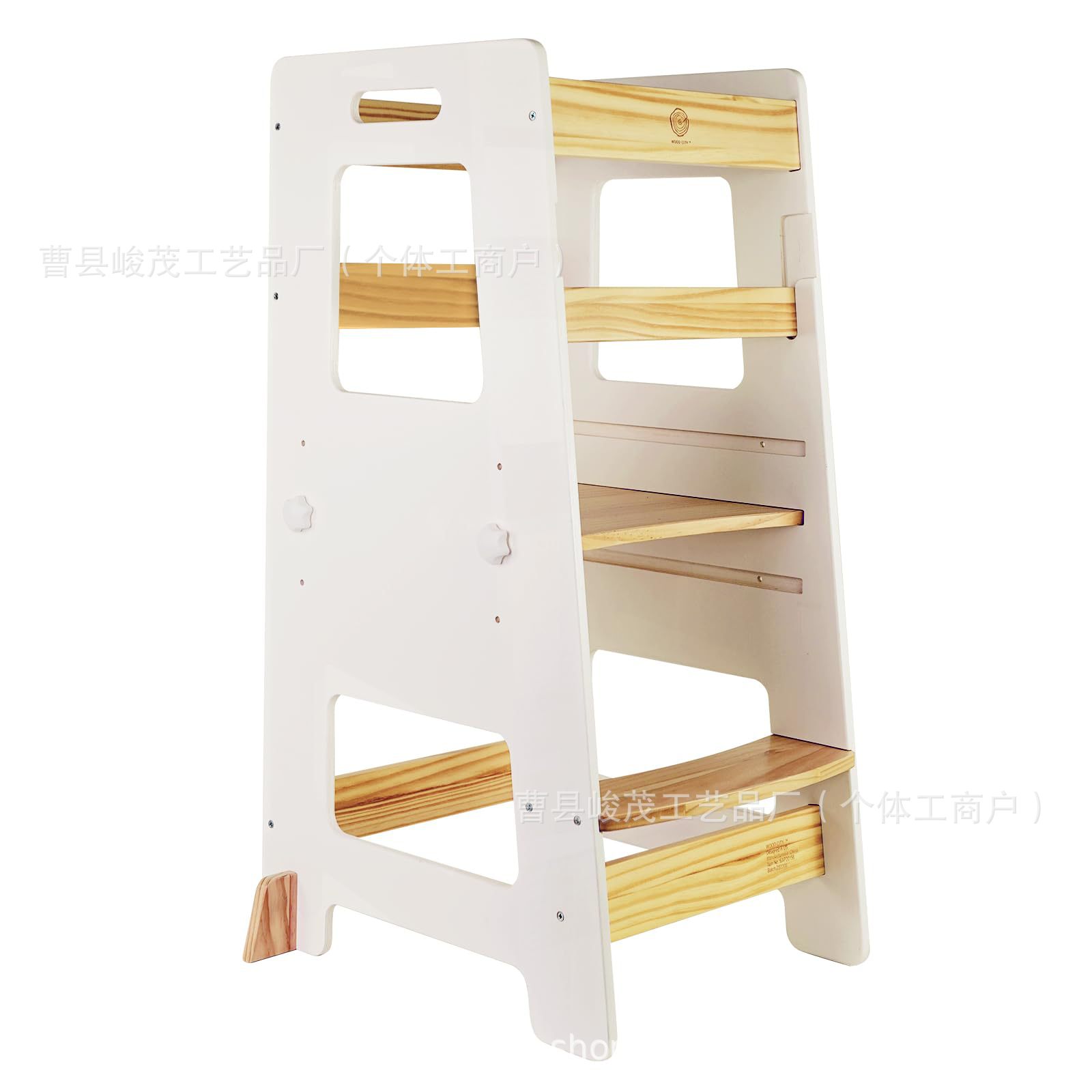 Toddler White Kitchen Stool Assistant with Adjustable Height and…