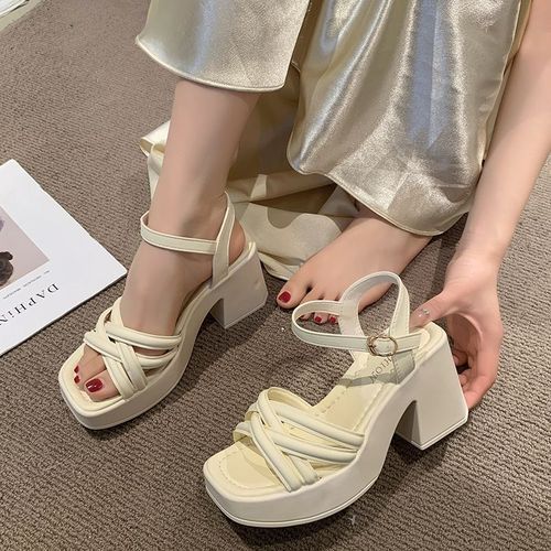 Women's Waterproof Platform Wedge High Heels, Durable Thick Sole Roman Sandals for Summer Fashion and Casual Wear