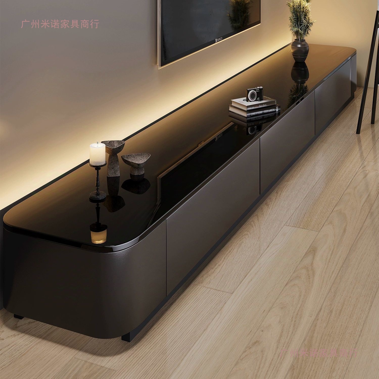 Tv Cabinet 2025 New Floor-Standing Cabinet Living Room Home Black High-End Tv Cabinet Small Apartment Narrow Floor Cabinet