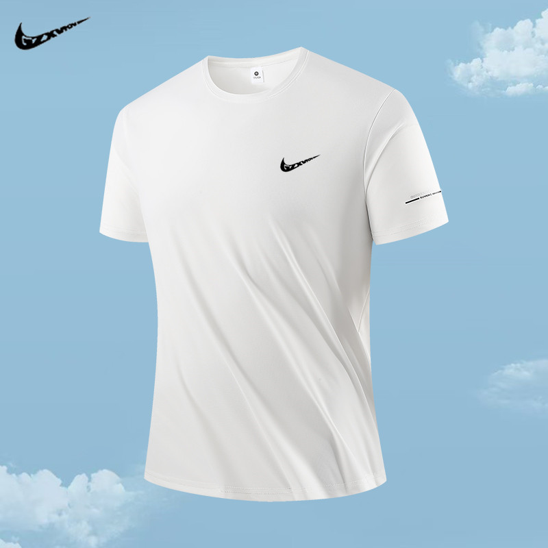 Heavyweight Ice Silk Men's Short-Sleeve T-Shirt, Summer Cool Breathable Loose Fit, Quick-Dry Plus-Size Men's Fashion for Big and Tall Men