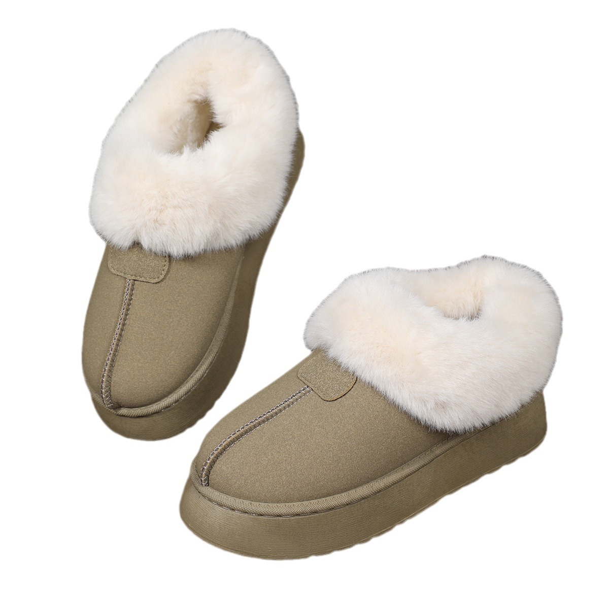 New platform low-top casual women's boots warm fluffy snow boots_voghion.com