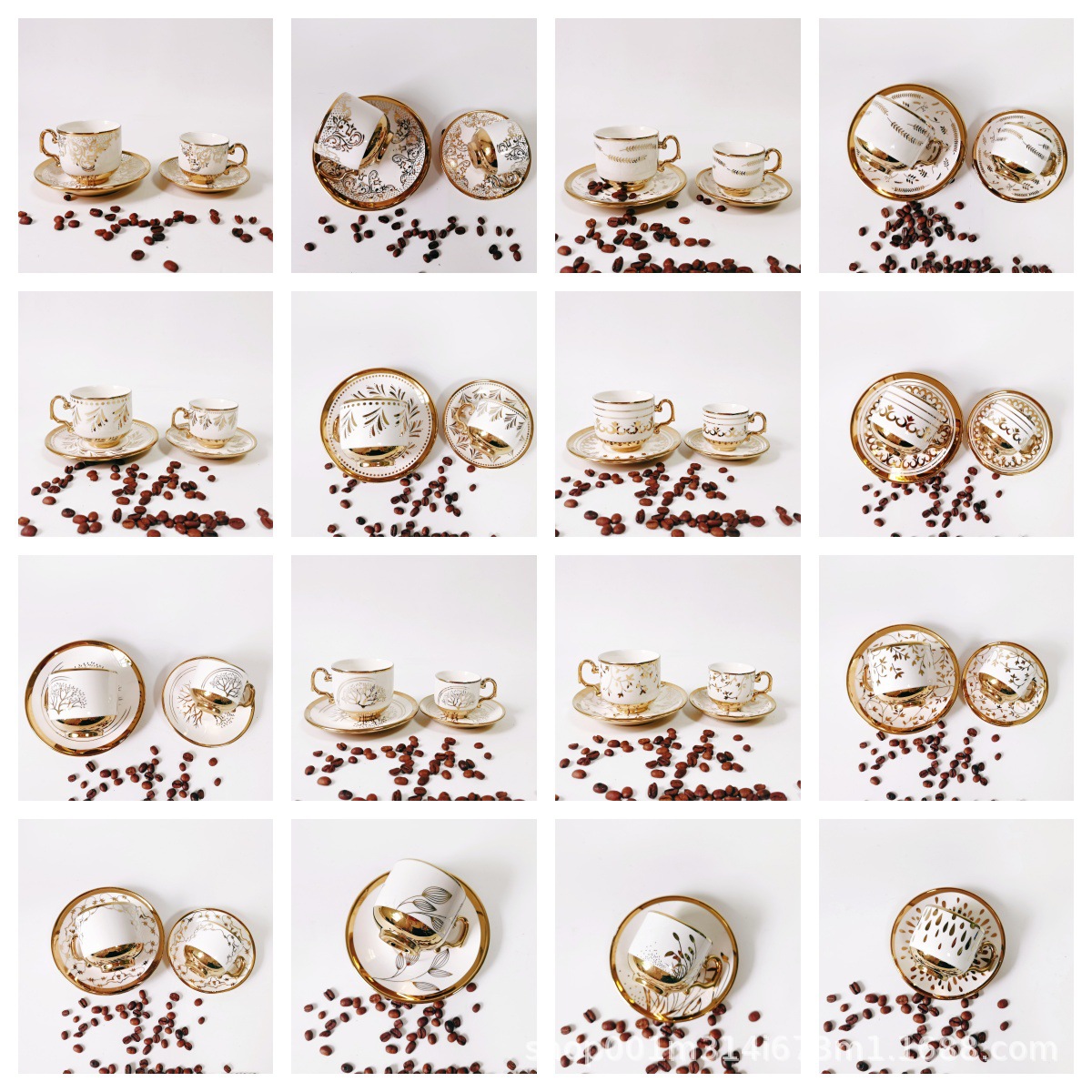 Tazas de cerámica de café galvanizadas creativas, platos de cerámica de Oriente Medio, India, comercio exterior galvanizado, 6 tazas, 6 platos, tazas y platos