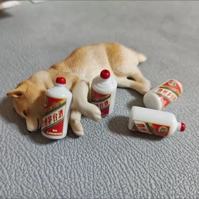 Car Interior Decoration: Personalized, Cute, Car ornaments - shiba-inu-white-wine-lying-on-side