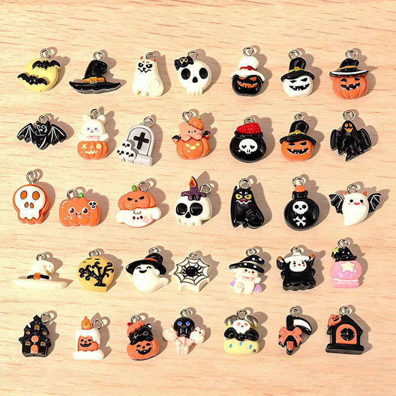 Cartoon Resin Quirky Halloween Pumpkin Ghost Pendant DIY Bracelet Necklace Keychain Decoration Accessories W801 Cartoon Resin Quirky Halloween Pumpkin Ghost Pendant DIY Bracelet Necklace Keychain Decoration Accessories W801