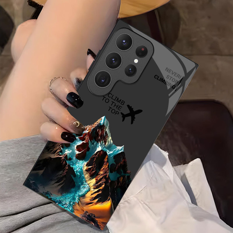 Rizhao Jinshan Samsung S25Ultra Glass Shell Snow Mountain S23Fe Mobile Phone Protective Cover All-Inclusive S22Plus Classy