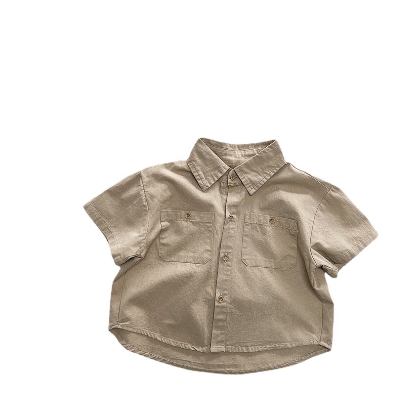 Fácil de combinar ~ primavera y verano camisa de media manga para niños y niñas estilo coreano japonés simple abrigo de manga corta ropa para niños de moda