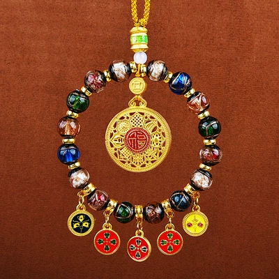 Interior Pendant Advanced Car hanging - fragrant-ash-glazed-five-way-god-of-wealth-full-blessing