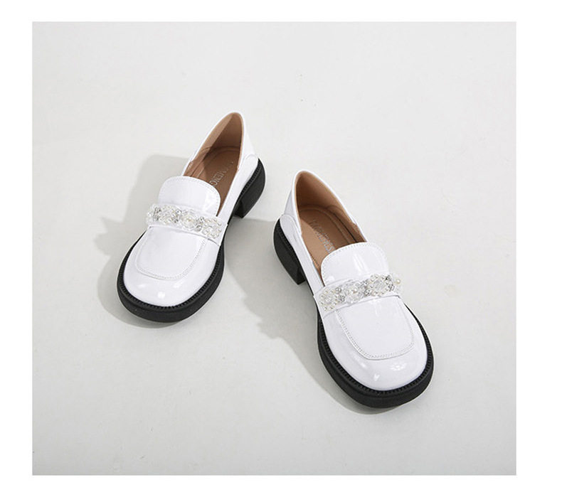 Giày Mary Jane nữ mũi tròn gót vuông gót 3–6 cm, giày lười da bóng cỡ lớn — Màu đen chi tiết 26