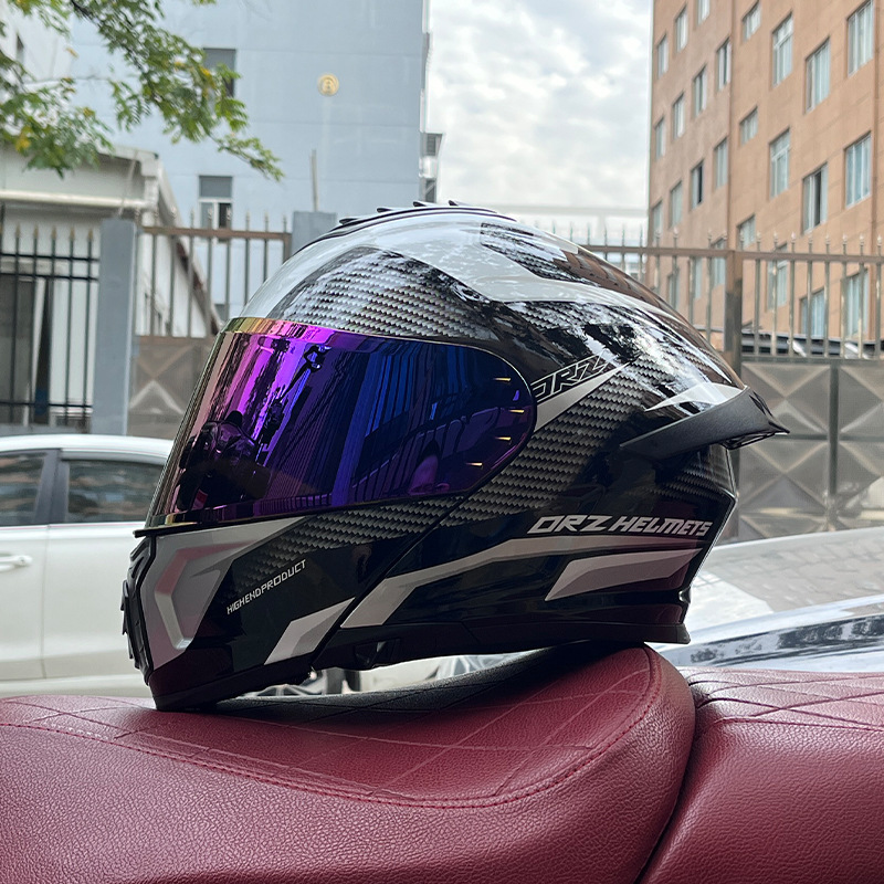 Orz casco de coche eléctrico masculino y femenino casco de verano doble espejo trasero medio completo personalidad cuatro estaciones pareja Bluetooth