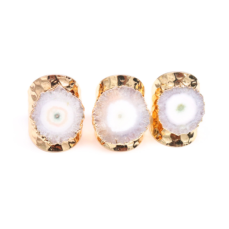 Daily Occasion Gem, Metal Material Exaggerated Irregular Flower Gem Metal Gold Plated Gem Crystal Wholesale Open Ring