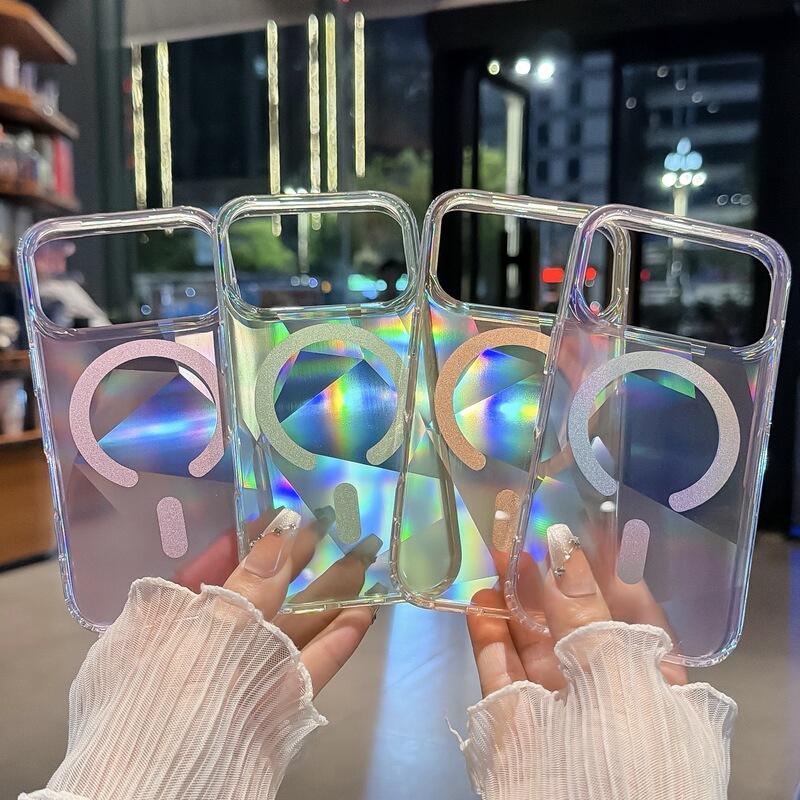 Neon Gradient Magnetic Phone Case Suitable for Apple 17Promax Trendy 16 Anti-Slip Anti-Drop 15 Strong Magnetic Attraction 13