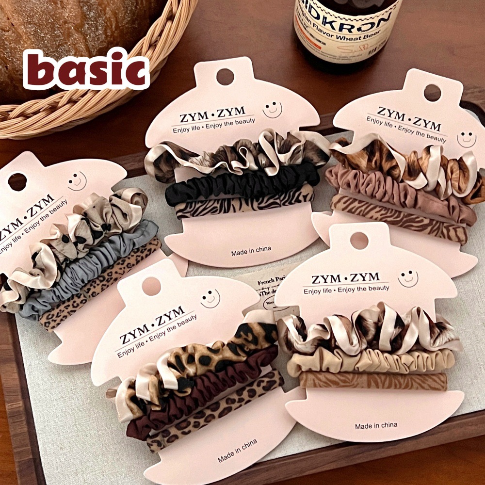 Japón y Corea del Sur de alto valor de toalla de estampado de leopardo 3 piezas conjunto de temperamento de niña simple atado cuerdas para el cabello adornamiento