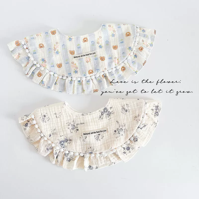 Ins осень новый ребенок хлопчатобумажная марля водонепроницаемый шарф принцесса придворный ветер увеличивает 360 регулируемый нагрудник