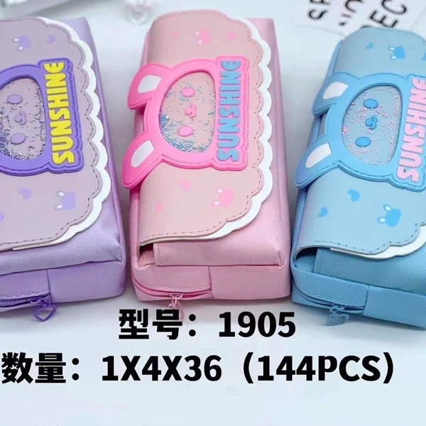 Estuche para lápices BST de doble capa y múltiples compartimentos - Tela Oxford - Diseño cartoon unisex - Gran capacidad