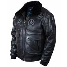 Pilot's black leather jacket高档美式潮牌PU皮外套男士黑色皮衣