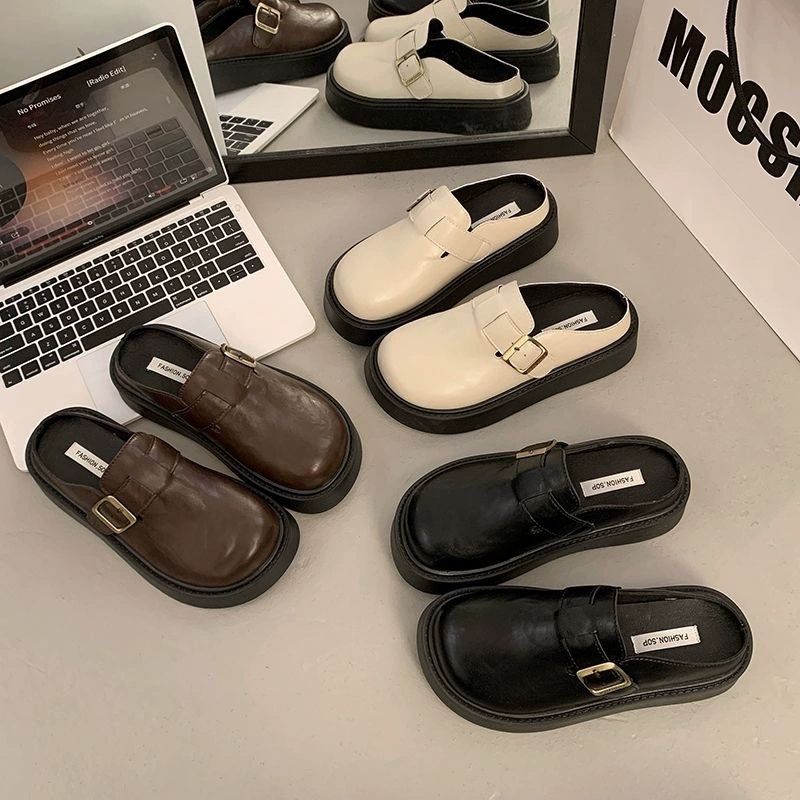 Birkenstock новые кожаные верхние тапочки с носком для женщин, весна 2025, универсальные весенние и летние слипоны на толстой подошве, увеличивающие рост