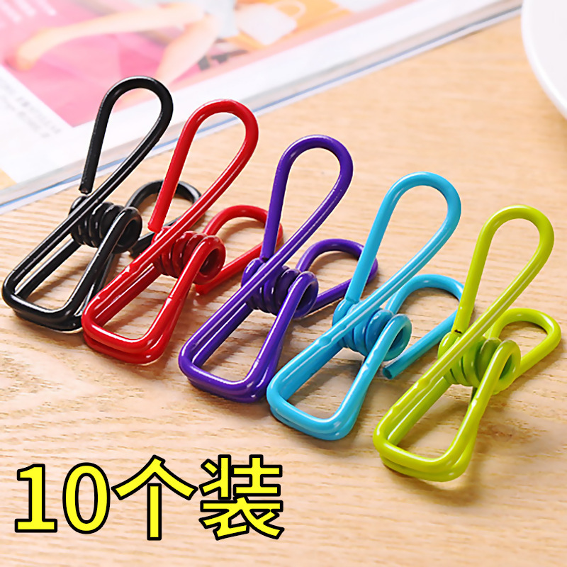 Color clothes hanging small clip stainless steel hook towel storage photo with small clip long tail clip fixed strength