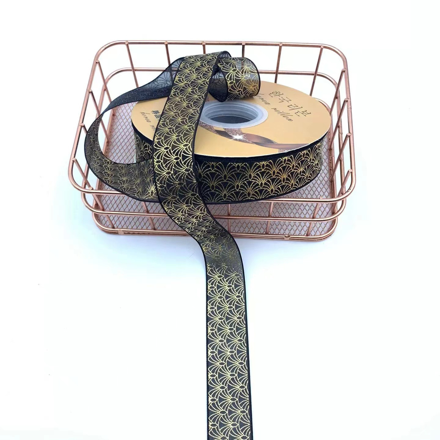 2,5 CM bandeja de barra de cinta de dorado transparente hecho a mano accesorios de bricolaje cinta de color oscuro caja de regalo de flores lote de embalaje