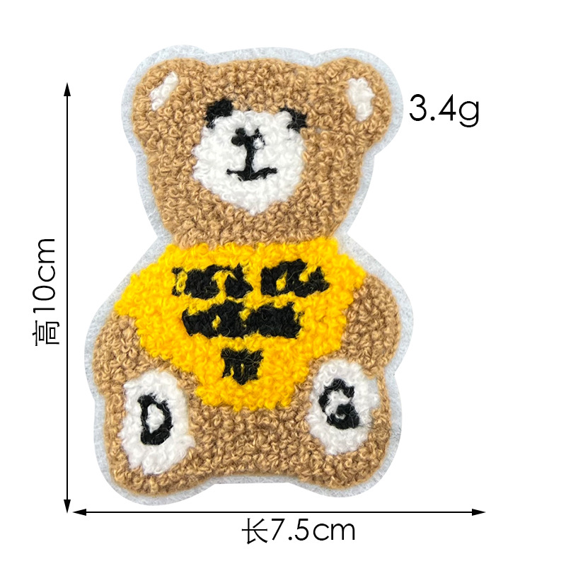 Toalla de oso de dibujos animados pegatinas de tela bordadas spot accesorios de ropa al por mayor ropa de oso abrigo parche de agujero
