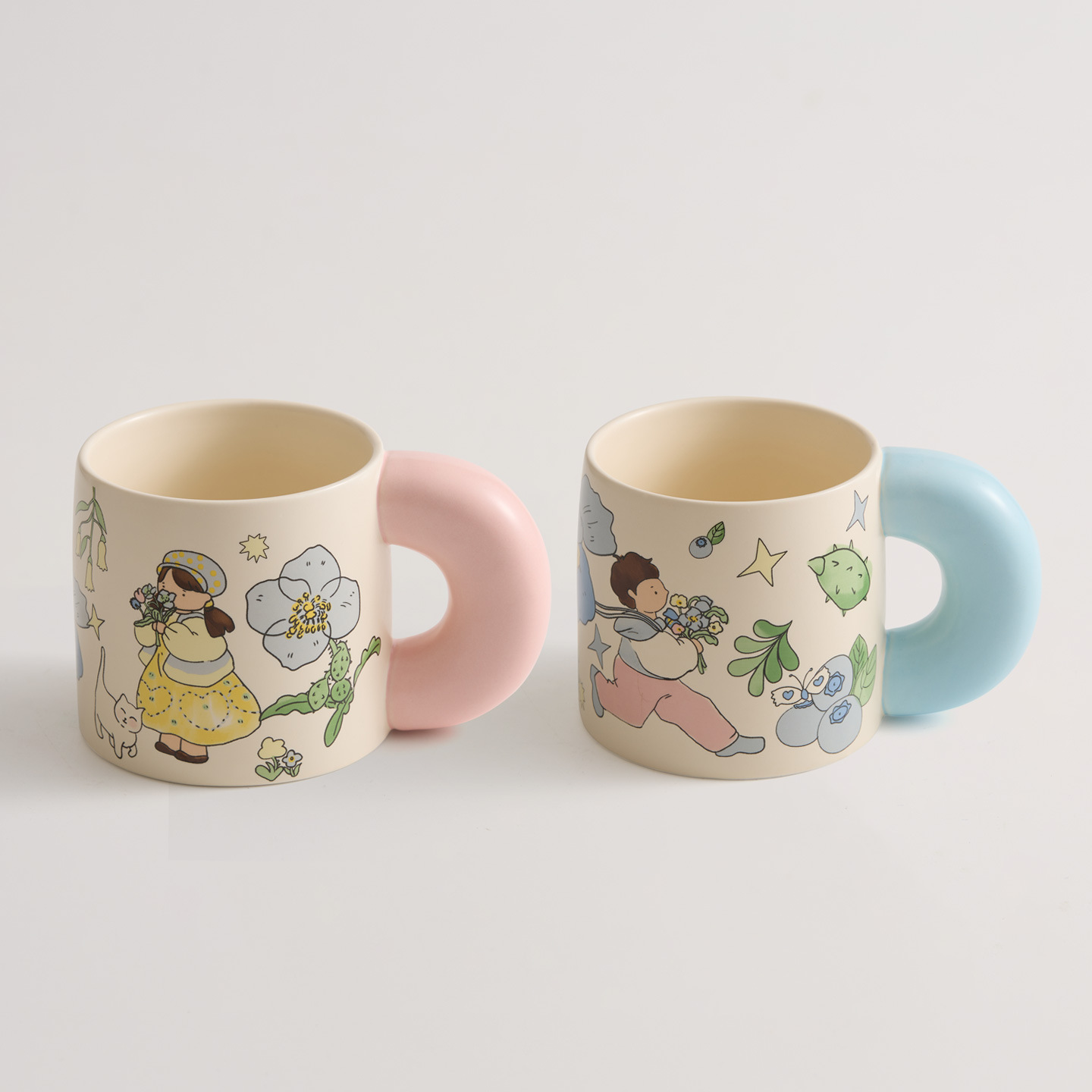 浪漫花季马克杯陶瓷杯子办公室喝水杯牛奶杯女士高颜值情侣杯饮品