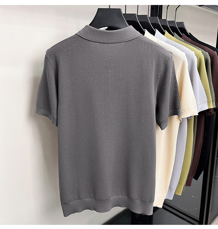 Men's High End Modal Breathable Cooling Collar Polo Shirt New Summer Short Sleeve Knitted T-Shirt Comfortable Fashion Top_viptrois.com