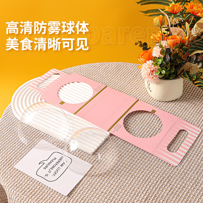 Caja de pastel de bola de mousse portátil Ensalada de frutas redonda transparente Caja de embalaje Ventana abierta Batido Embalaje de arroz Boqi Caja vacía