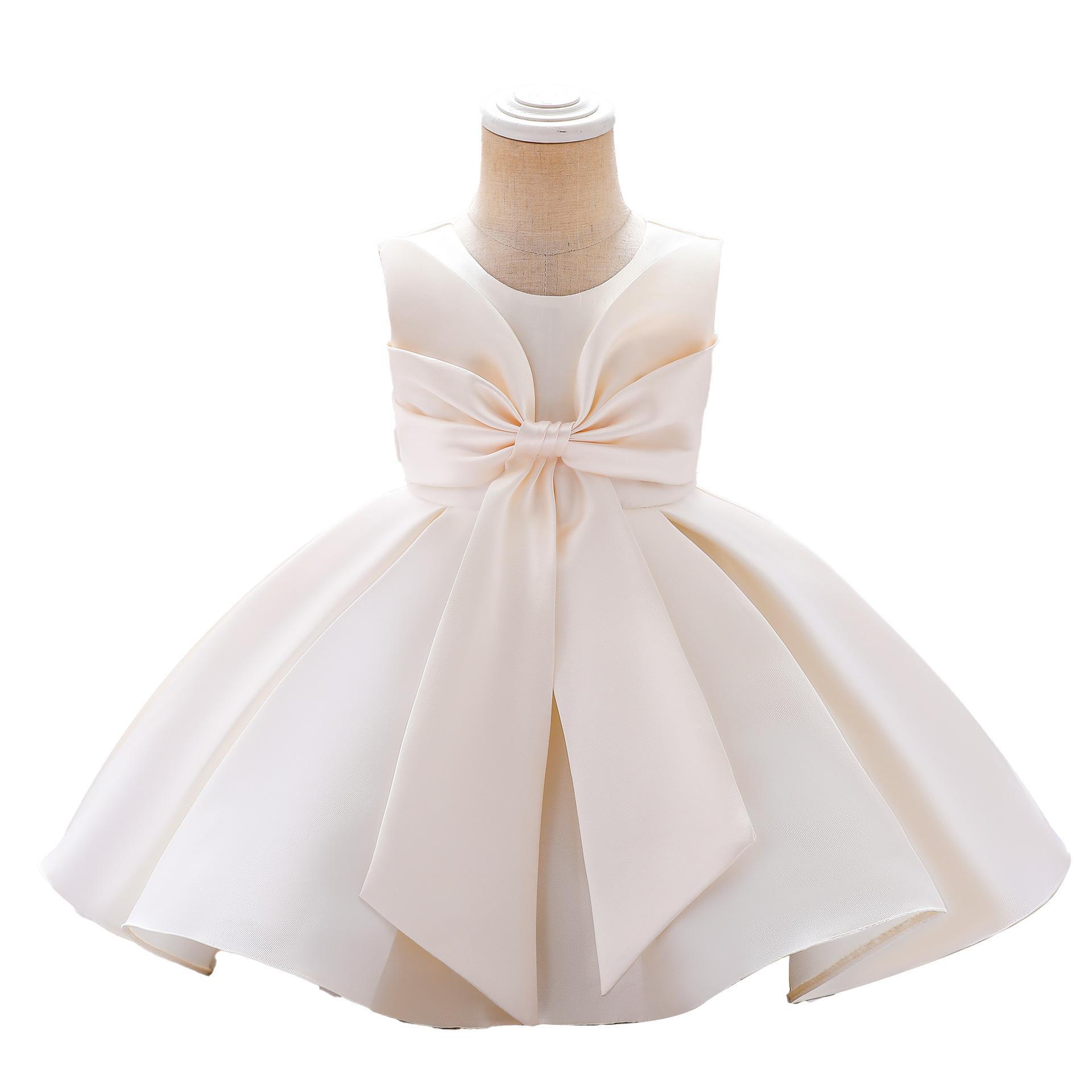 Vestido de un año de la nueva niña Vestido de princesa vestido de sarga de satén grueso arco infantil Semana de captura