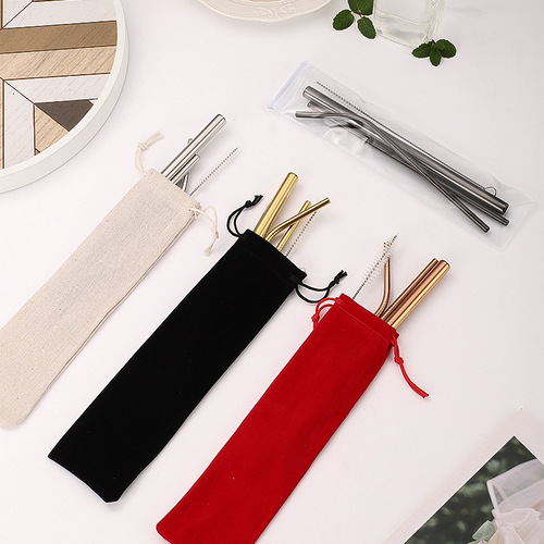 ins304 stainless steel straw set metal elbow straw environmentally friendly juice cold drink coffee pearl milk tea straw