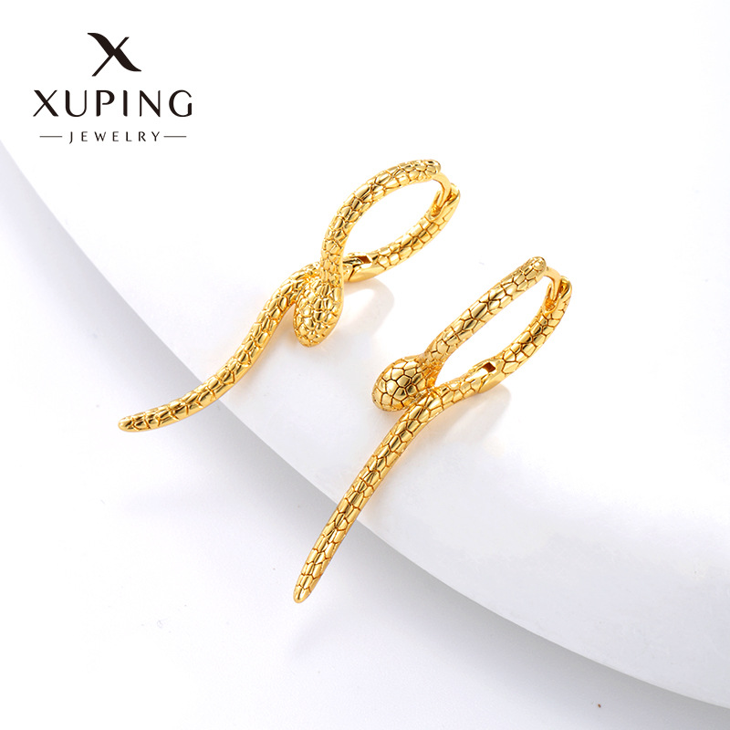 Joyas Xuping retro personalidad europea y americana serpiente cruzada alrededor de pendientes de serpiente ágiles temperamento frío pendientes de moda