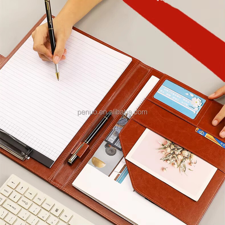 Promotional Wholesale Folder Leather Business Office Contract Manager Notebook with Logo Can Store Books Promotional Wholesale Folder Leather Business Office Contract Manager Notebook with Logo Can Store Books