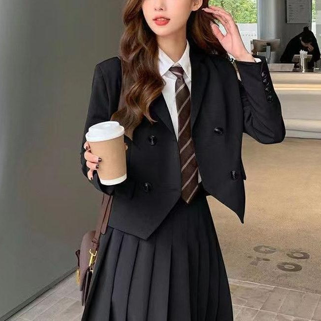 College Style Suit Suit Skirt 2025 Spring & Fall New Internet Celebrity Street Interview Jk Uniform Suit Jacket Top for Women