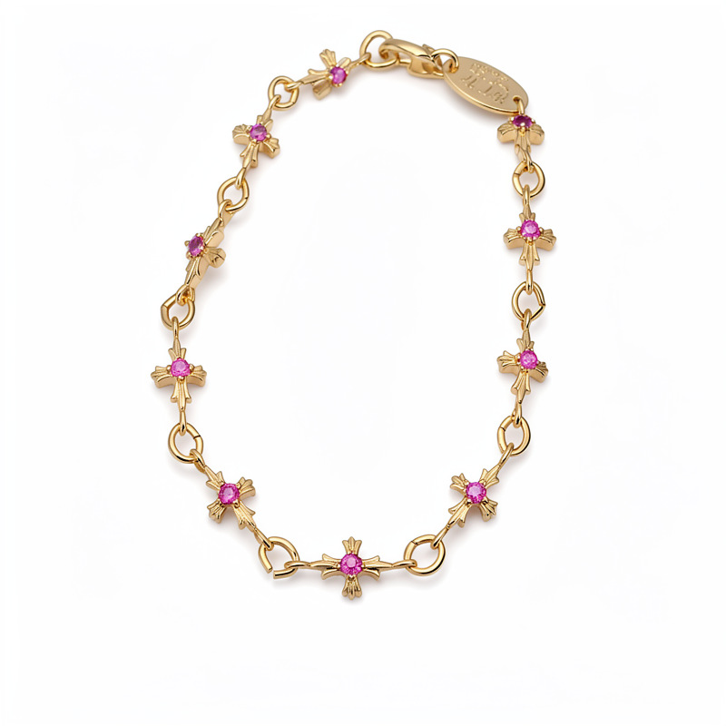 Cruces de piedra de hierba afortunada pulsera de flores de lujo ligera nicho pulsera de alta calidad temperamento delicado joyas al por mayor