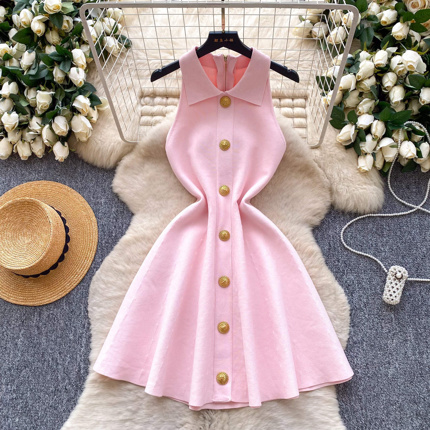 2026 Spring New Style Vest Knit Dress, Sleeveless, Waist Cinching, A Line Skirt, Suitable For Petite Figures, Perfect As An Inner Layer Dress_ecoleips.com