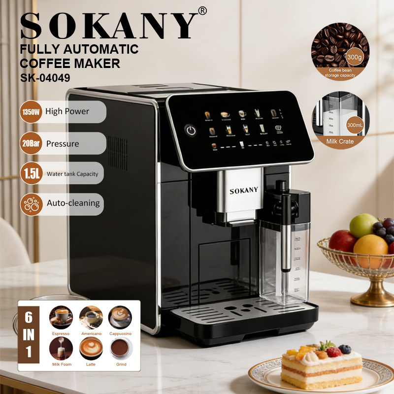 Export Sokany04049 Fully Automatic Coffee Machine Professional Grinding, Brewing, Concentrated Extraction, Steam Coffee Machine Export Sokany04049 Fully Automatic Coffee Machine Professional Grinding, Brewing, Concentrated Extraction, Steam Coffee Machine