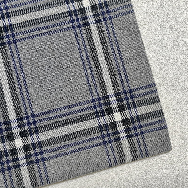 现货TC灰色校服格子面料 高定休闲女装短裤短裙箱包鞋服格子布料