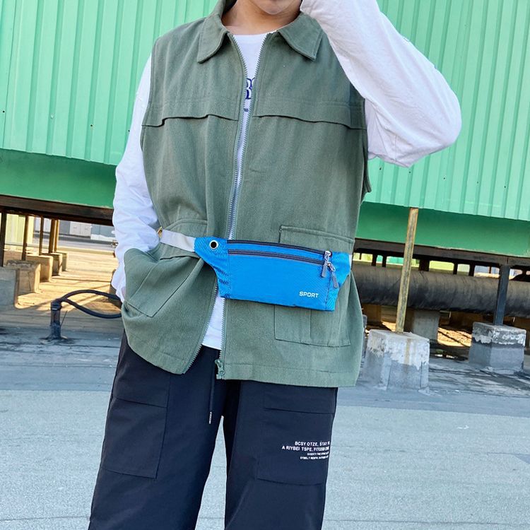 New casual sports waist bag, running fitness close-fitting crossbody phone bag, outdoor travel stealth chest bag