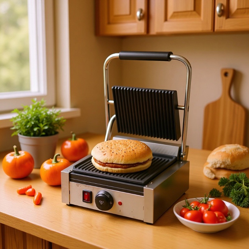 丰越 商用压板不粘帕尼机烤肉机三文治机 电热单头上下坑扒炉811#