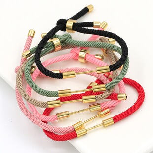 3mm two-way adjustable leather rope screw pearl needle DIY hand rope handmade jewelry copper long color K gold accessories batch