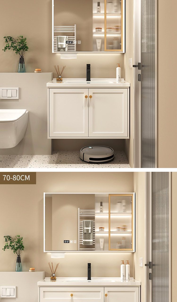 French-style solid wood bathroom cabinet combination, wall-mounted integrated basin for the bathroom, hand washing basin, washbasin, washbasin, and smart mirror cabinet undefined