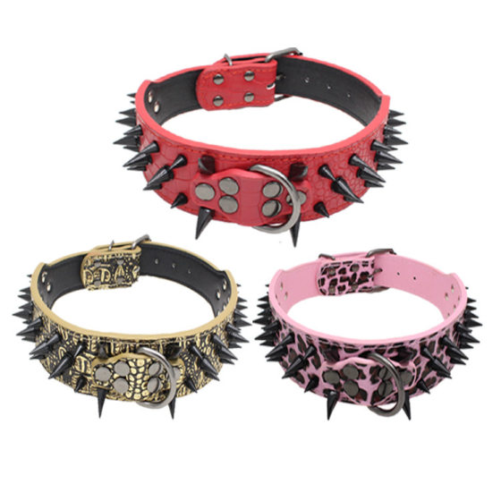Amazon Explosions Aggressive Spike Dog Collar Medium and Large Rivet Anti-bite Pet Collar Rivet Decorative Dog Collar