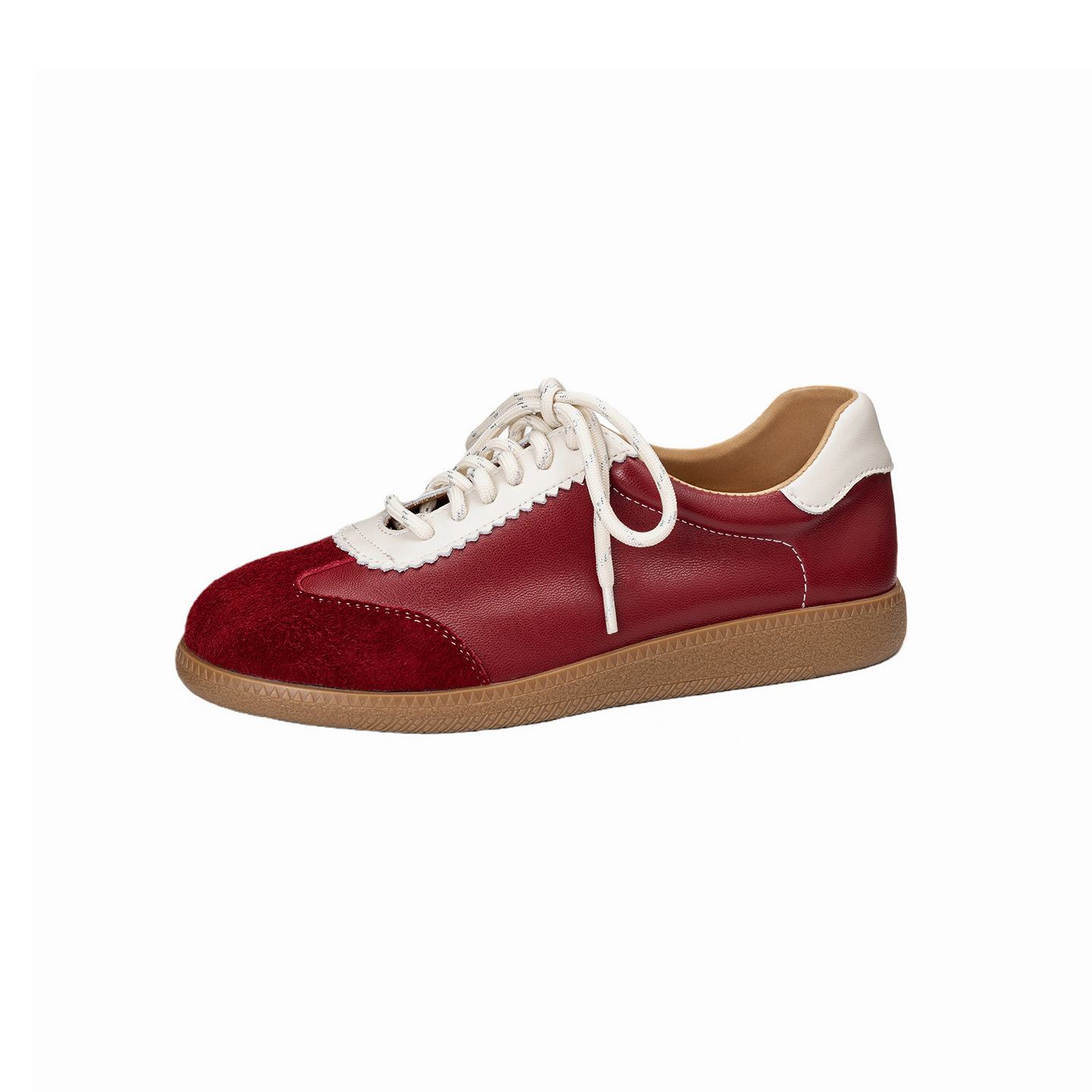 Giày sneaker nữ phối màu dây buộc đế phẳng phong cách thể thao — màu nâu chi tiết 26