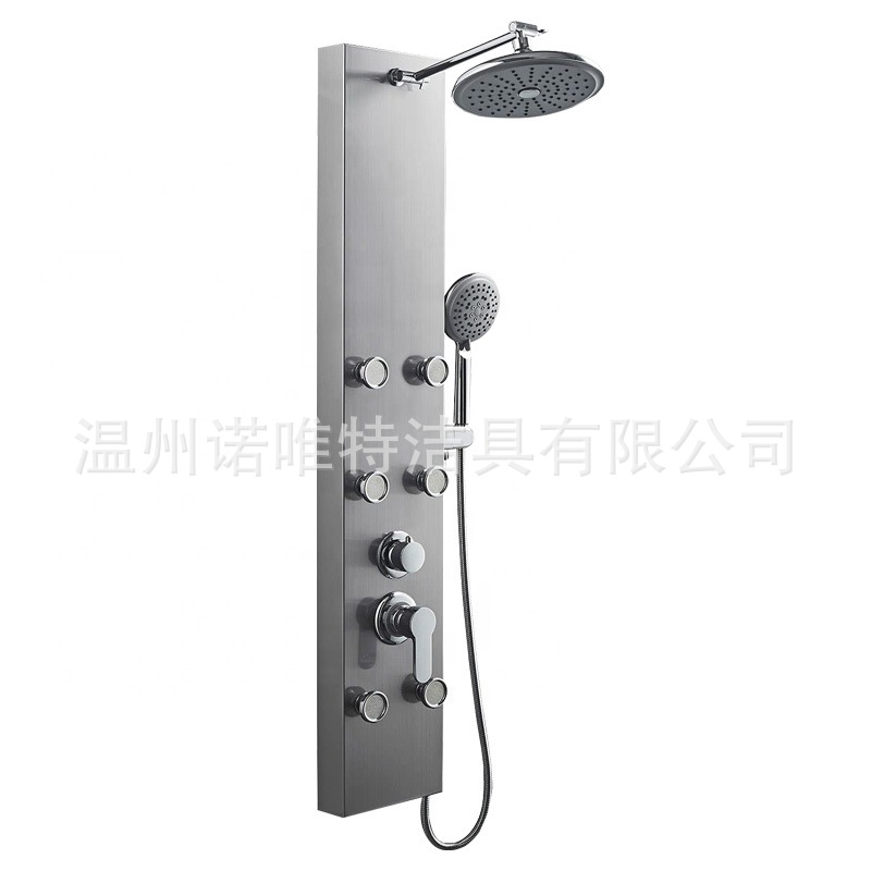 Factory Wholesale Direct Sales Cross-Border Detachable Shower Screen Set with Top Spray and Brushed Finish, 3-Function Showerhead Set