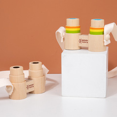 Children's Fun Wooden Portable Binoculars Mini Magnifying Glass Outdoor Observation Educational Toy