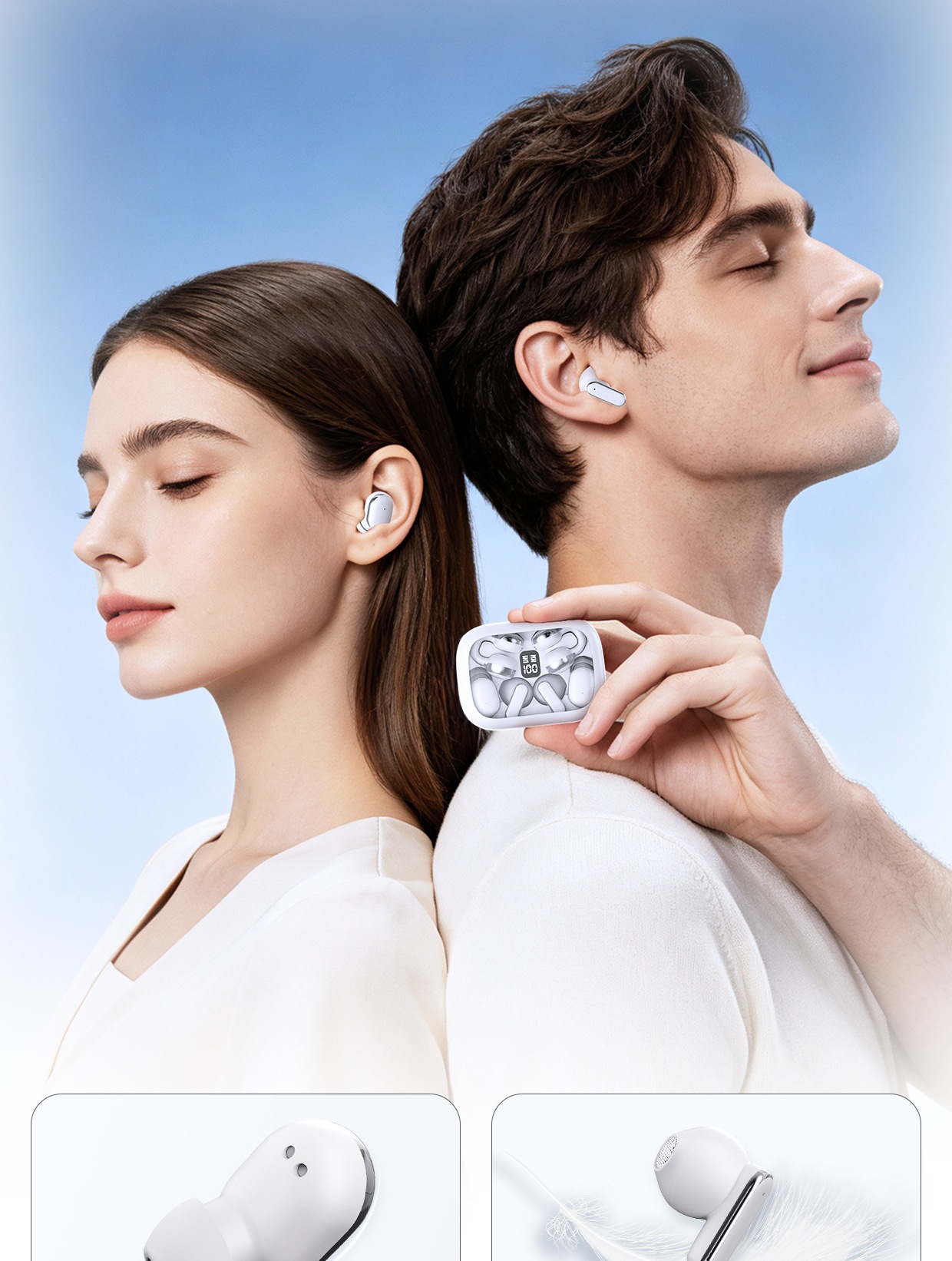 2026 Neues Modell 3-in-1 echte kabellose Bluetooth-Ohrhörer Ein Lager drei Paar Ohrbügel In-Ear Digital-Display grenzüberschreitender Großhandel