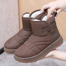 冬季加绒加厚保暖中老年妈妈鞋子老北京女棉鞋平底防滑奶奶雪地靴