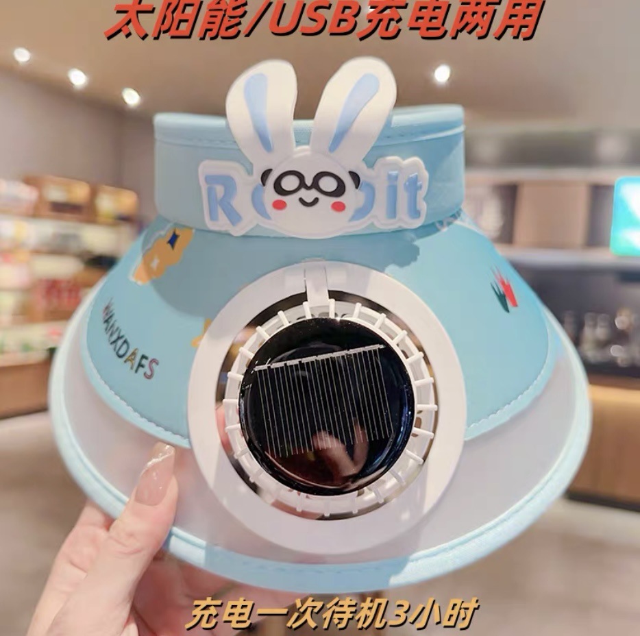 Sombrero de pescador con ventilador solar para protección solar de verano, recargable por USB, de ala ancha, para exteriores.