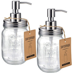 Factory direct supply scale Mason hand sanitizer glass bottle 500ml press stainless steel pump head shampoo hand bottle